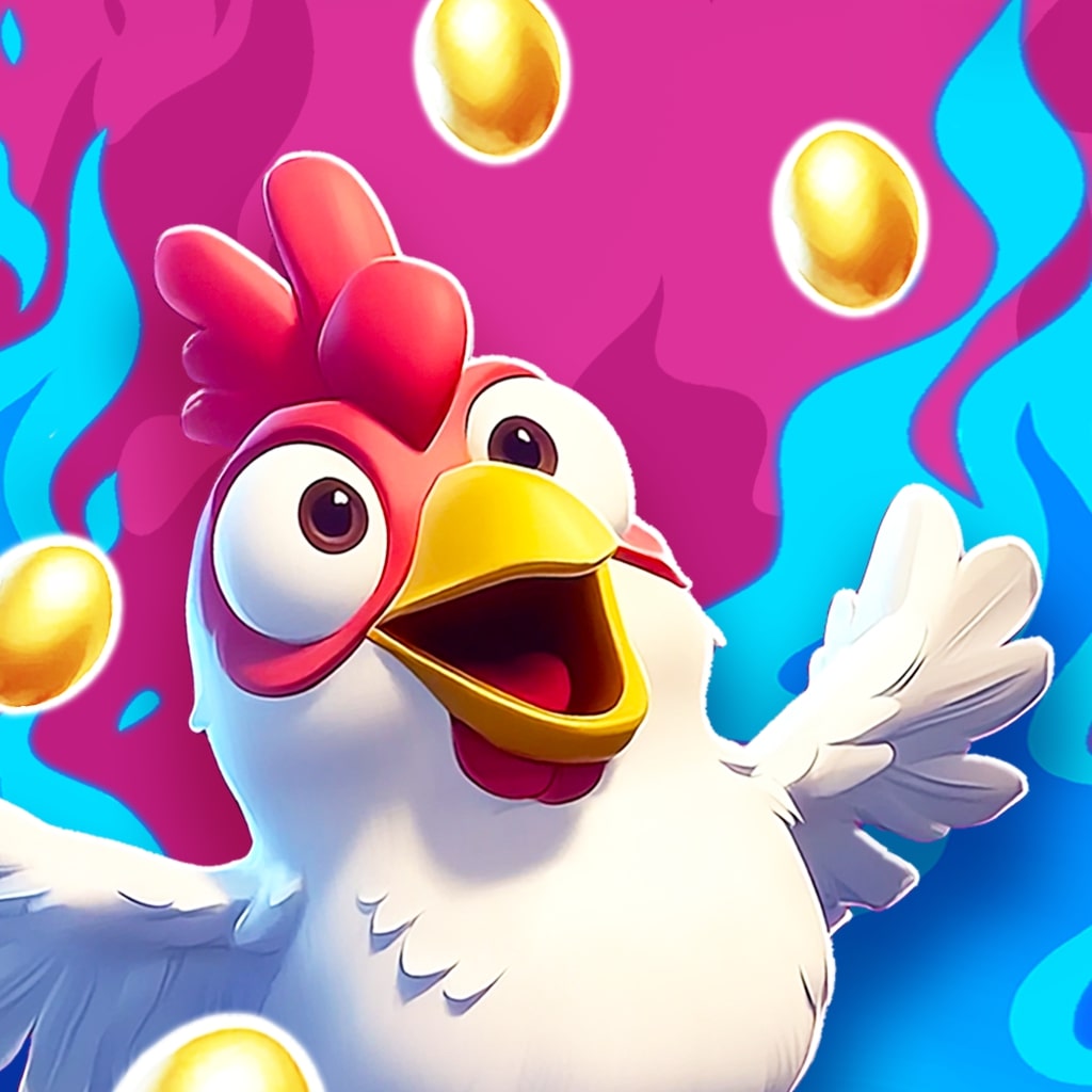 Chicken Fasten Walking Puzzle gameplay screenshot showing flying chicken collecting golden eggs